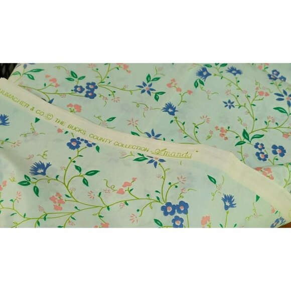 Waverly Fabric Cotton Sky Blue Floral 46W x 112L AMANDA Schumacher Bucks County - Picture 6 of 7